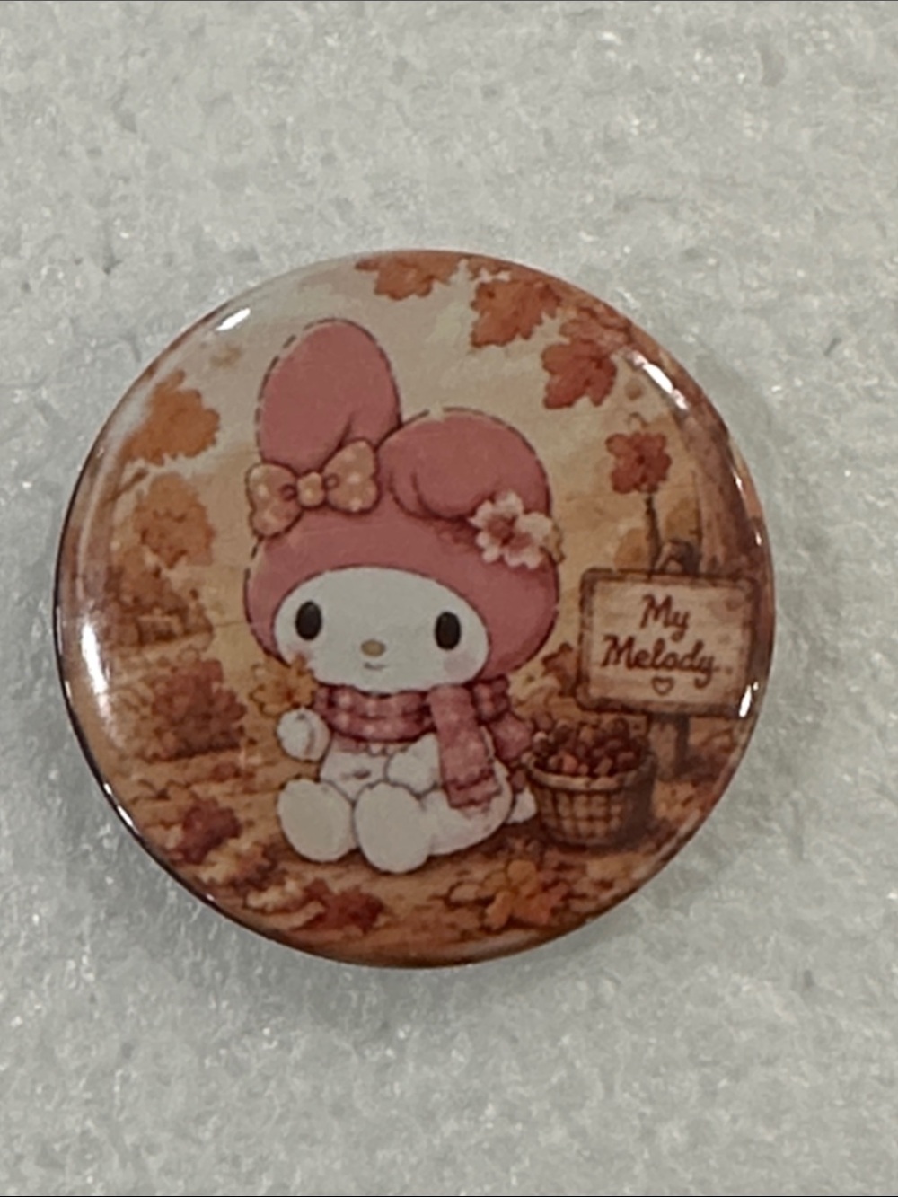 Sanrio My Melody Autumn Pink & Cream Character Button Pin